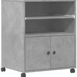 Elektronica*vidaXL Printerkastje met wielen 60x48x74 cm Betongrijs