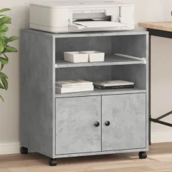 Elektronica*vidaXL Printerkastje met wielen 60x48x74 cm Betongrijs