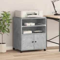 Elektronica*vidaXL Printerkastje met wielen 60x48x74 cm Betongrijs