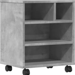 Elektronica*vidaXL Printerkastje met wielen 41x32x48 cm Betongrijs