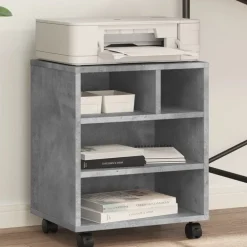 Elektronica*vidaXL Printerkastje met wielen 41x32x48 cm Betongrijs