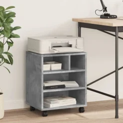 Elektronica*vidaXL Printerkastje met wielen 41x32x48 cm Betongrijs