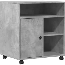 Elektronica*vidaXL Printerkastje met wielen 60x50x67 cm Betongrijs