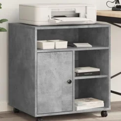 Elektronica*vidaXL Printerkastje met wielen 60x50x67 cm Betongrijs