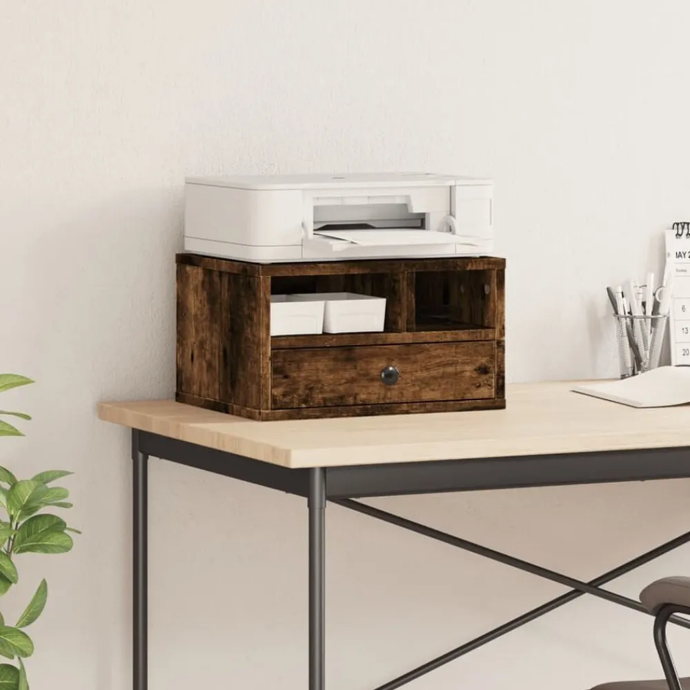 Elektronica*vidaXL Printerkastje 40x32x22,5 cm bewerkt hout kleurig Gerookt eiken