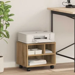 Elektronica*vidaXL Printerstand Artisan Eiken 41 x 32 x 34,5 cm Bewerkt hout artisanaal eikenkleurig