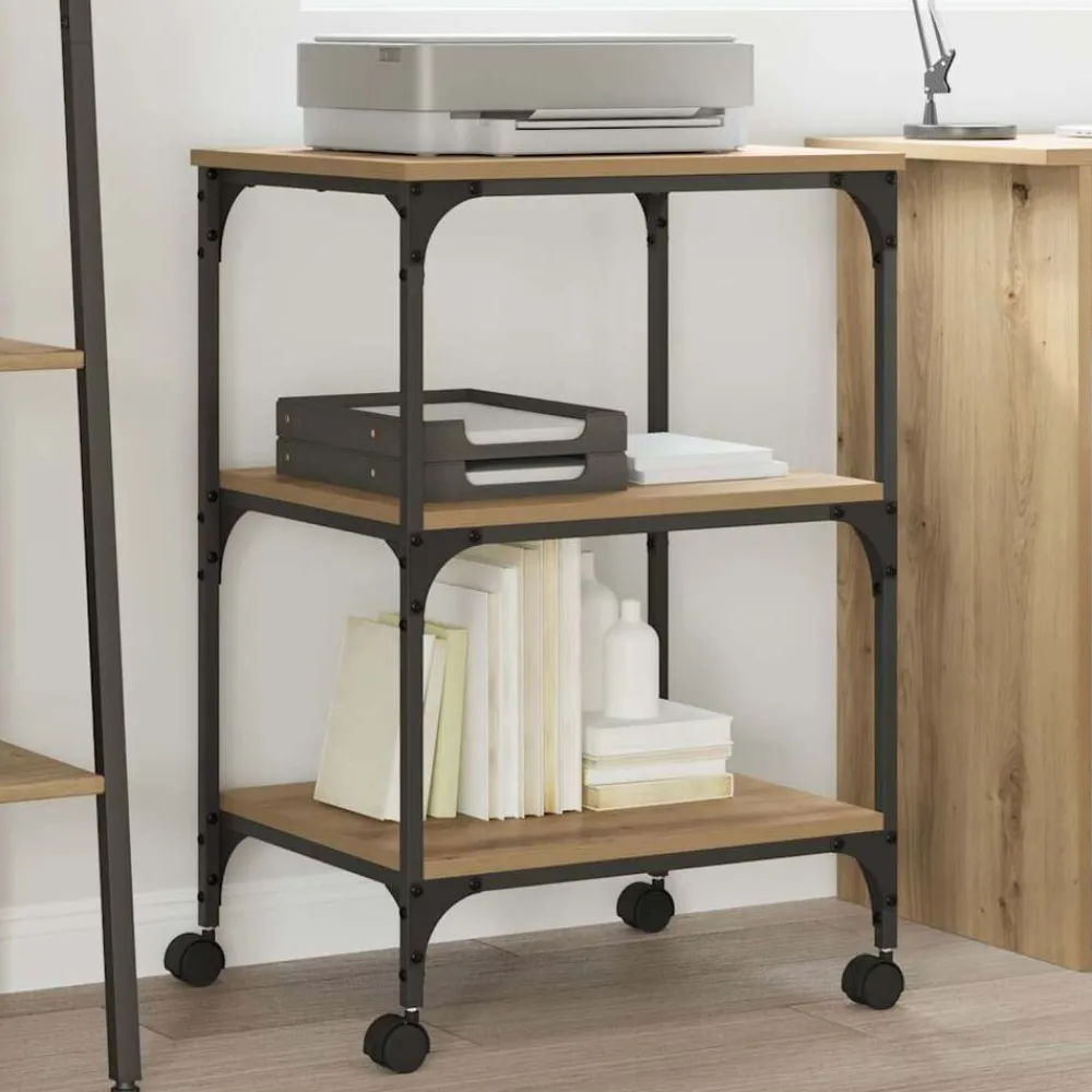 Printerstand Artisan Eiken 50 x 41 x 75 cm Bewerkt hout>vidaXL Outlet
