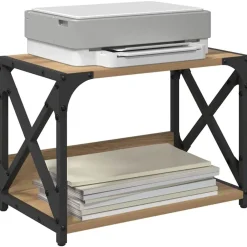 Elektronica*vidaXL Printerstand Artisan Eiken 44 x 26 x 31,5 cm Bewerkt hout artisanaal eikenkleurig