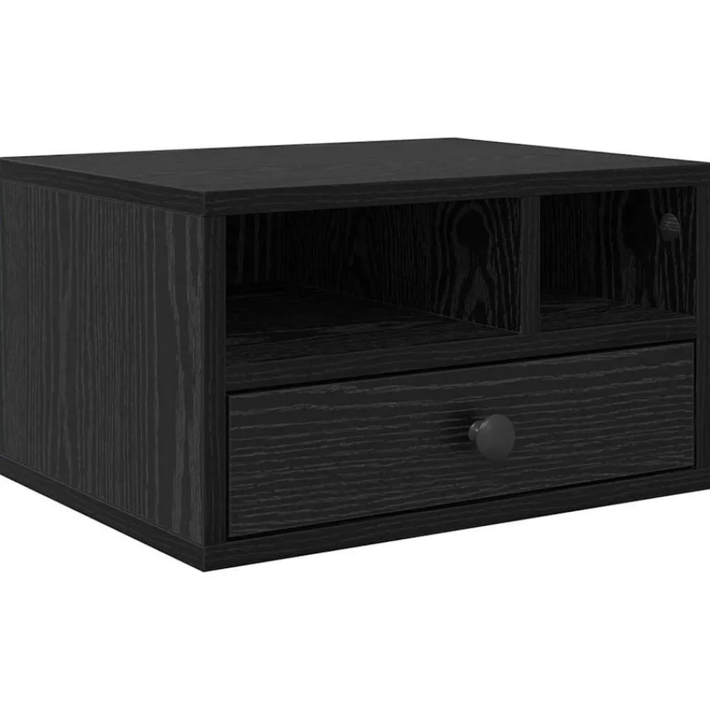 Elektronica*vidaXL Printerstand met lade 40 x 32 x 24 cm Bewerkt hout Zwart eiken