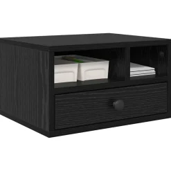 Elektronica*vidaXL Printerstand met lade 40 x 32 x 24 cm Bewerkt hout Zwart eiken