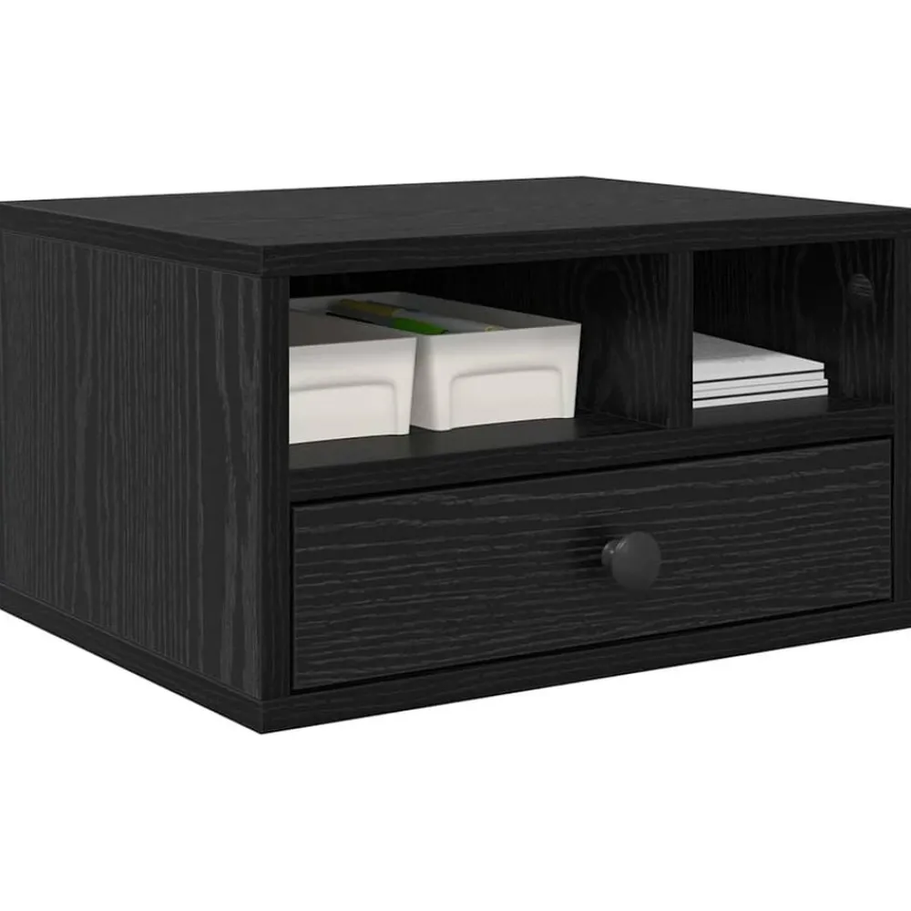 Elektronica*vidaXL Printerstand met lade 40 x 32 x 24 cm Bewerkt hout Zwart eiken