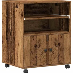 Elektronica*vidaXL Printerstand met opslag Oudhout 60 x 48 x 74 cm Bewerkt hout Oud hout