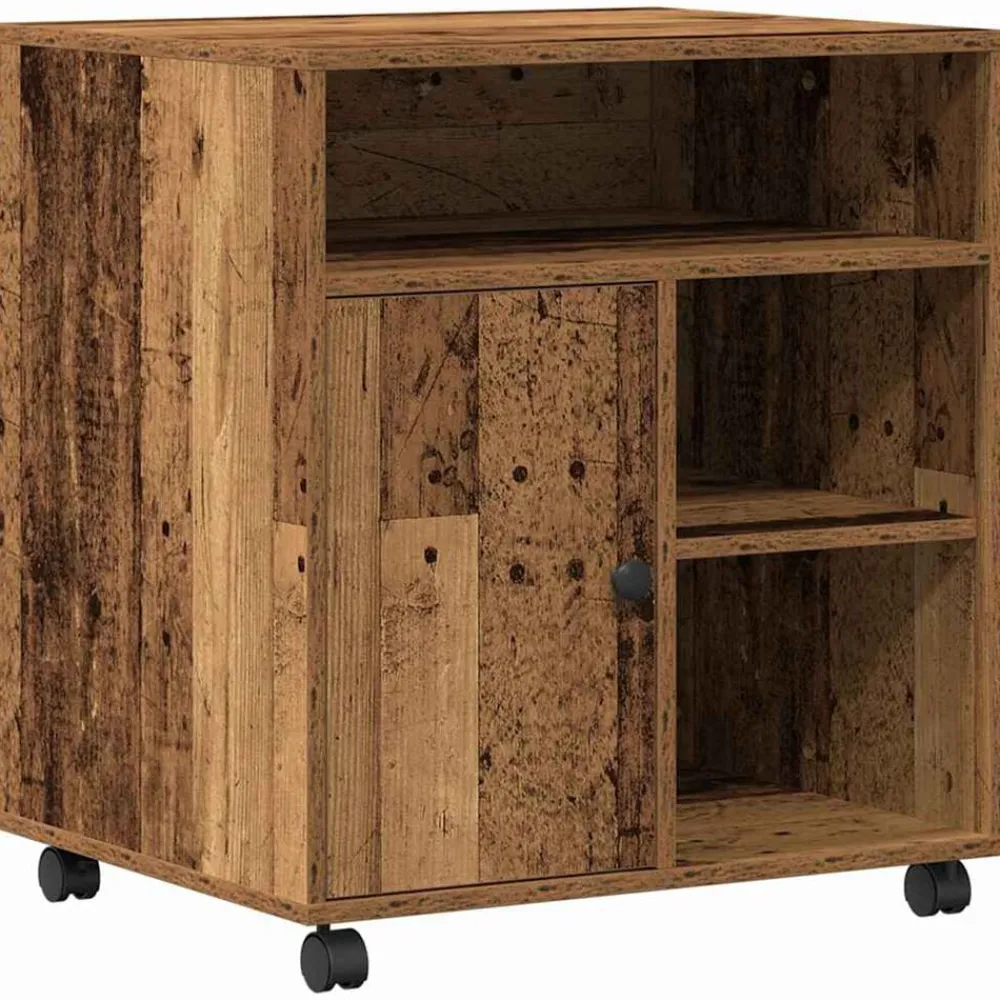 Elektronica*vidaXL Printerstand met opslag 60 x 50 x 67 cm Bewerkt hout Oud hout