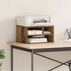 Elektronica*vidaXL Printerstand met opslag Oudhout 40 x 32 x 22,5 cm Bewerkt hout Oud hout