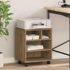 Elektronica*vidaXL Printerstand met opslag 41 x 32 x 48 cm artisanaal eikenkleurig