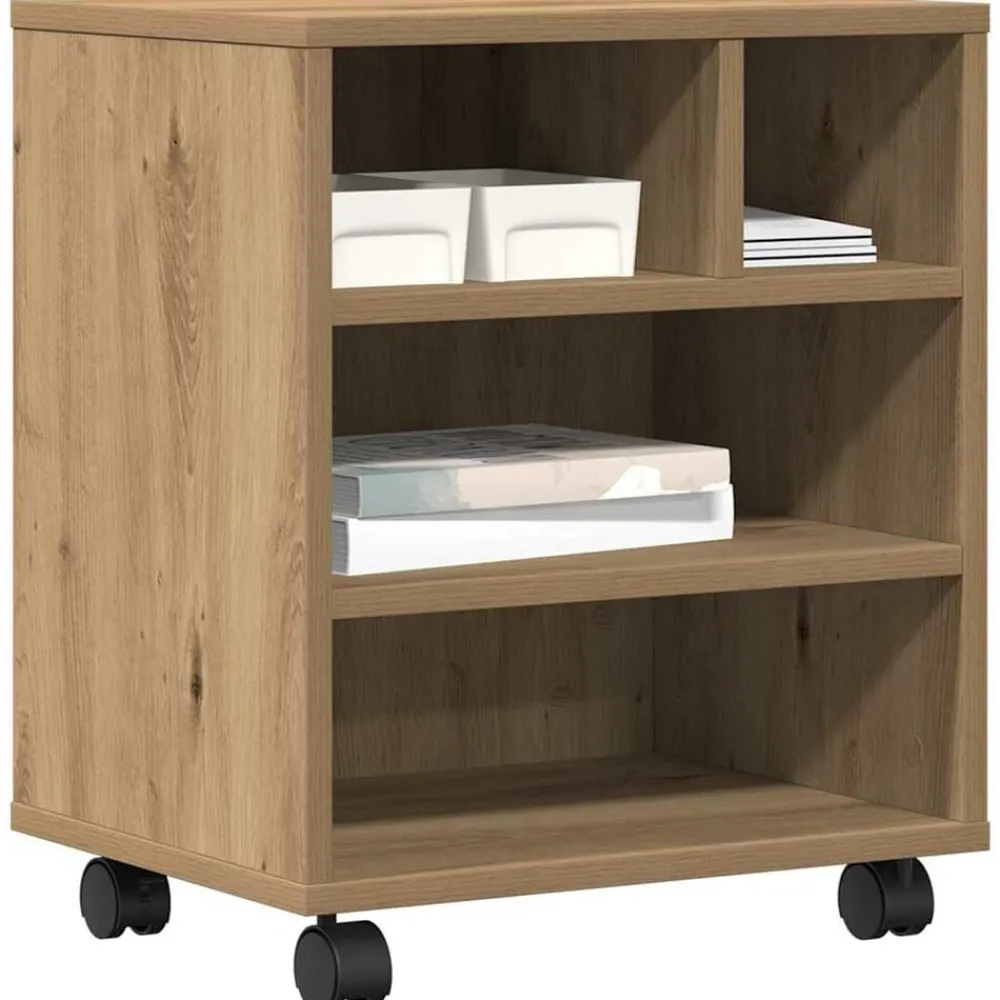 Elektronica*vidaXL Printerstand met opslag 41 x 32 x 48 cm artisanaal eikenkleurig