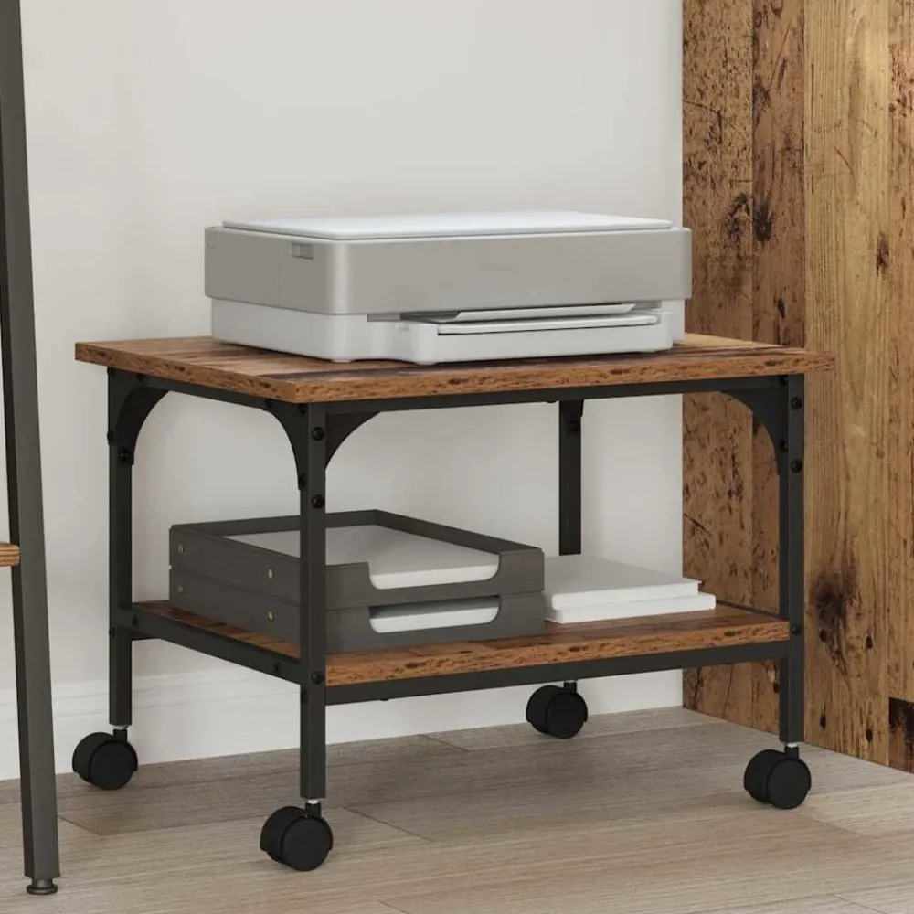 Elektronica*vidaXL Printerstand 50 x 40 x 38 cm Bewerkt hout Oud hout