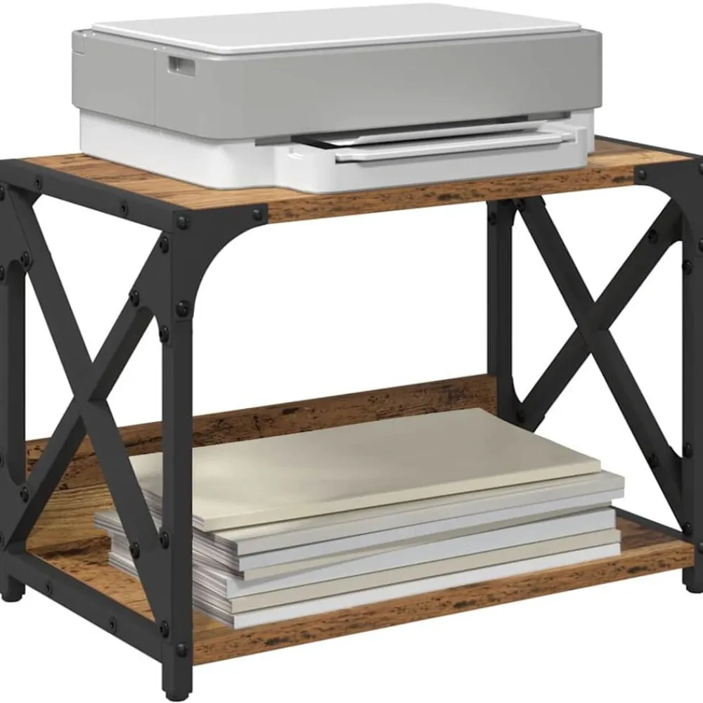 Elektronica*vidaXL Printerstand 44 x 26 x 31,5 cm Bewerkt hout Oud hout