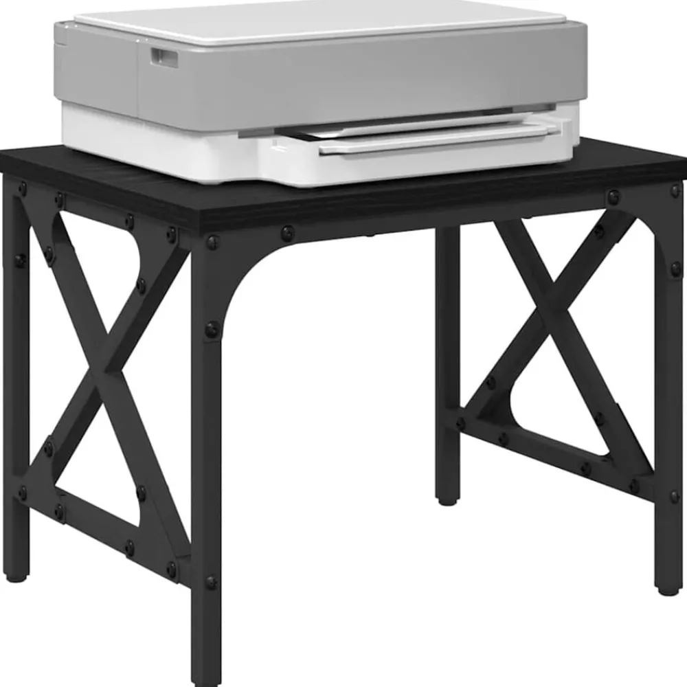 Elektronica*vidaXL Printerstand 40 x 30 x 31 cm Bewerkt hout Zwart eiken