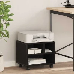 Elektronica*vidaXL Printerstand 41 x 32 x 34,5 cm Bewerkt hout Zwart eiken