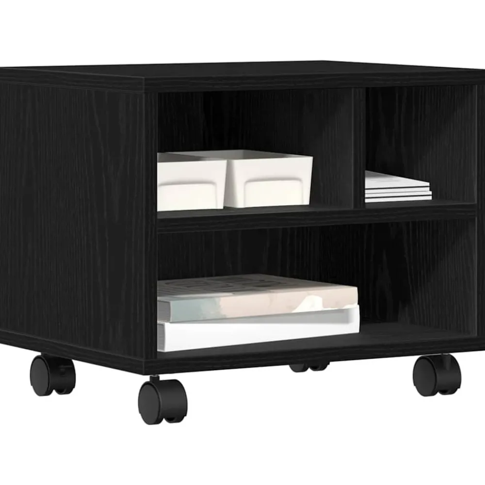 Elektronica*vidaXL Printerstand 41 x 32 x 34,5 cm Bewerkt hout Zwart eiken