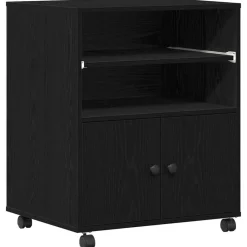 Elektronica*vidaXL Printerstand 60 x 48 x 74 cm Bewerkt hout Zwart eiken