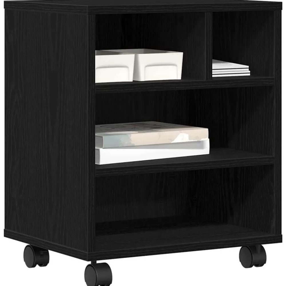 Elektronica*vidaXL Printerstand 41 x 32 x 48 cm Bewerkt hout Zwart eiken