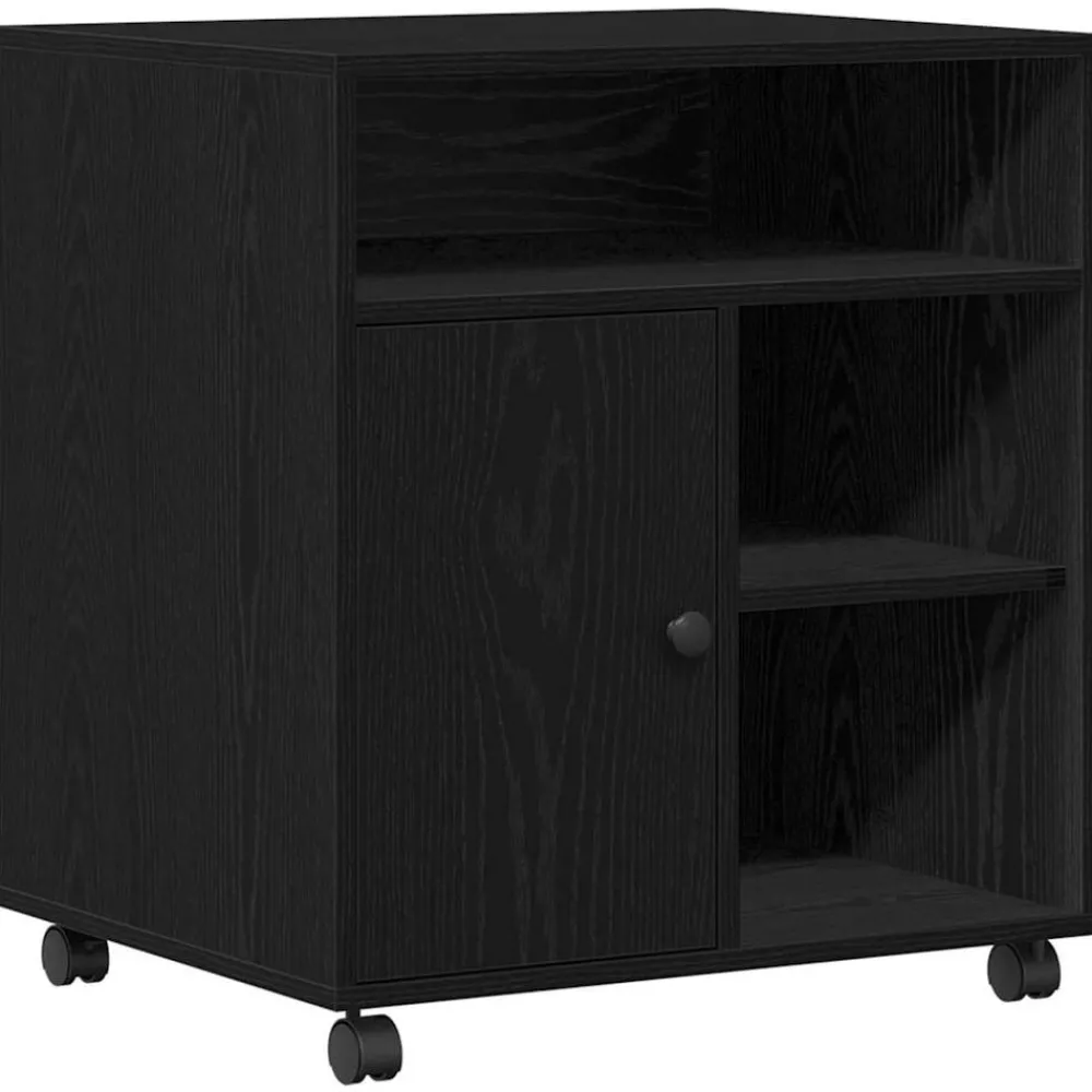 Elektronica*vidaXL Printerstand 60 x 50 x 67 cm Bewerkt hout Zwart eiken