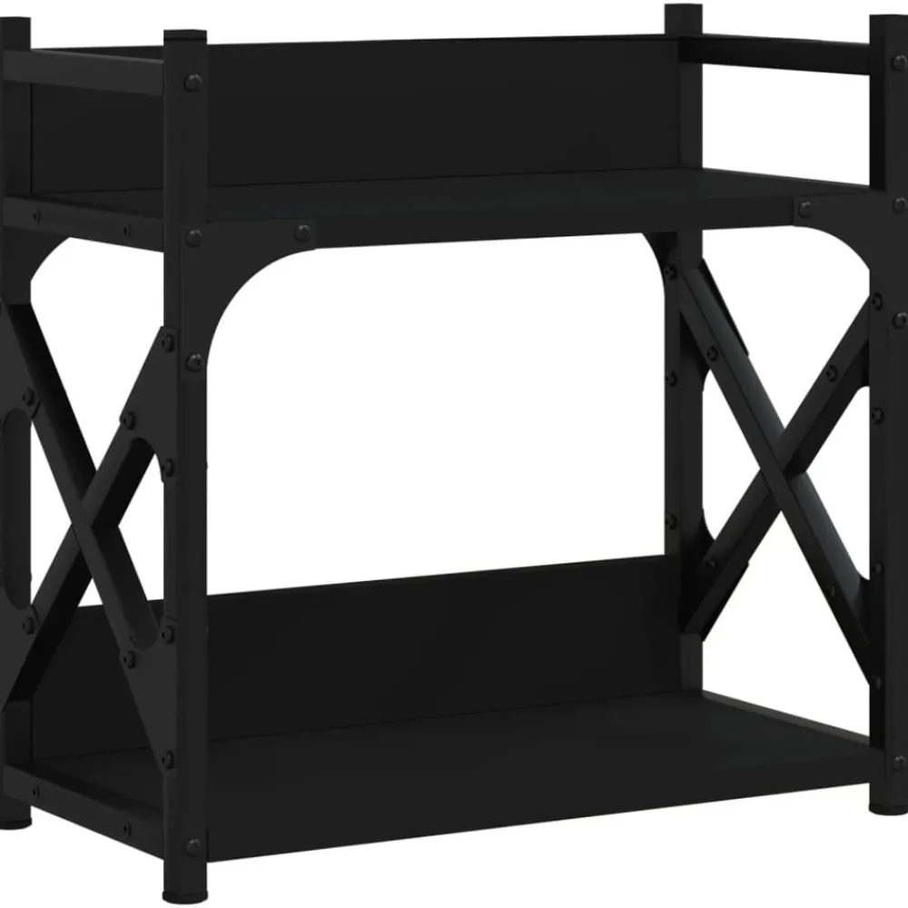 Elektronica*vidaXL Printerstandaard 2-laags 40x20x40 cm bewerkt hout Zwart