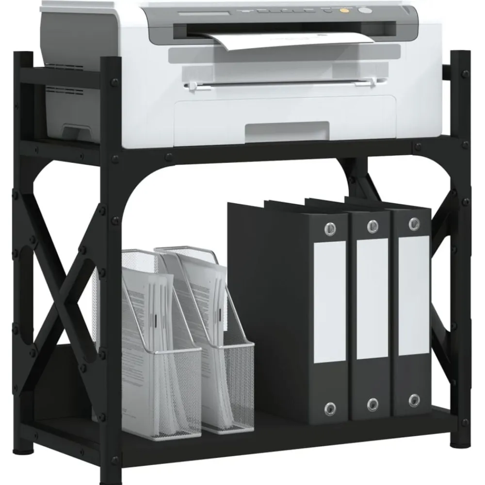 Elektronica*vidaXL Printerstandaard 2-laags 40x20x40 cm bewerkt hout Zwart