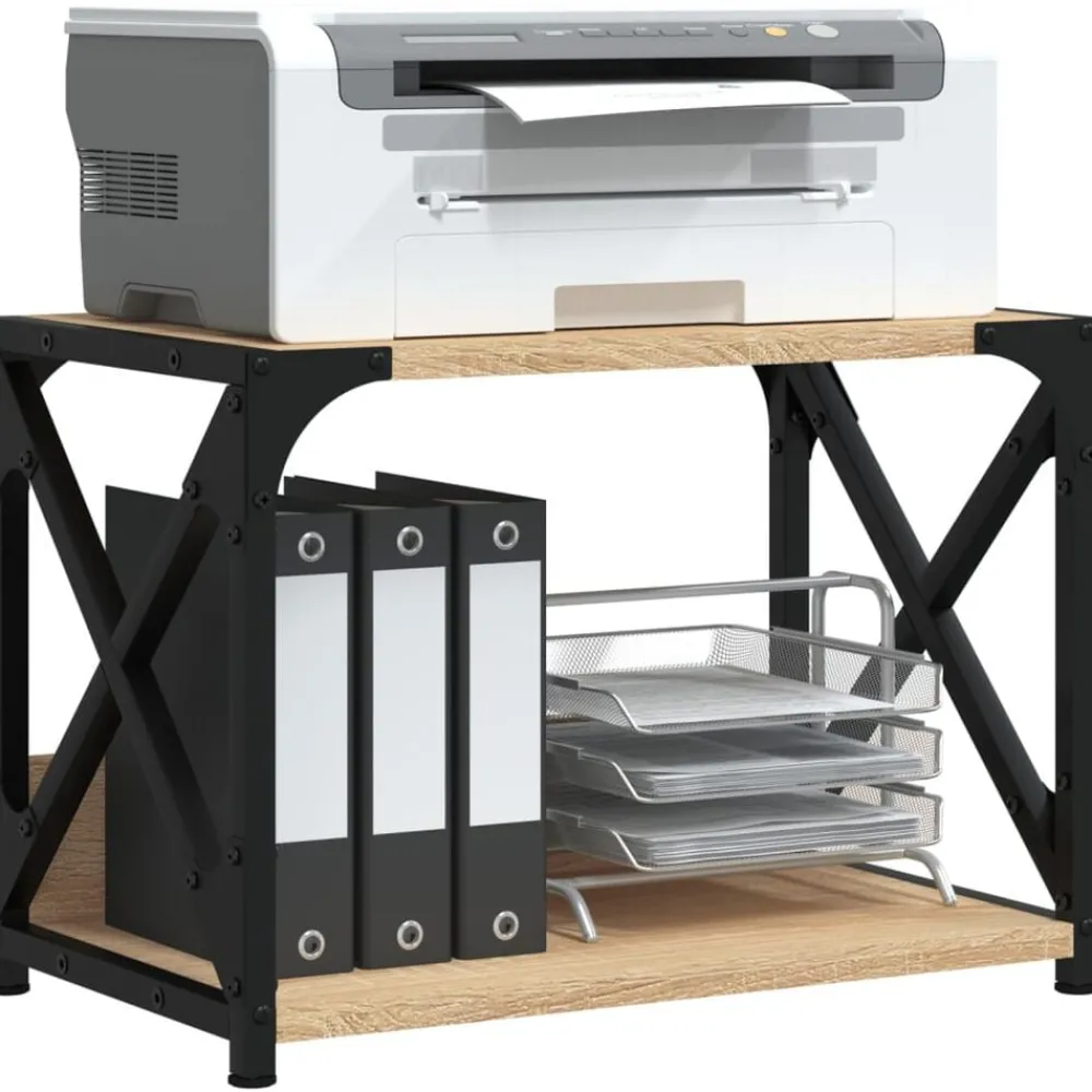 Elektronica*vidaXL Printerstandaard 44x26x31,5 cm bewerkt hout kleurig Sonoma eiken