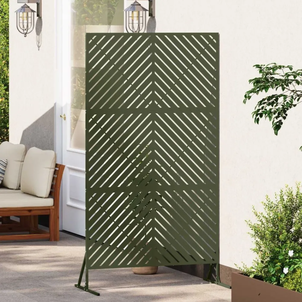 Tuinafscheidingen*vidaXL Privacyscherm 100 x 50 x 180 cm Staal Olijfgroen
