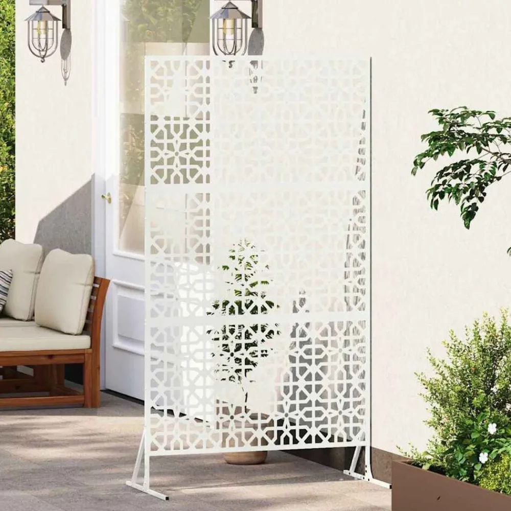 Tuinafscheidingen*vidaXL Privacyscherm 100 x 50 x 180 cm Staal Wit