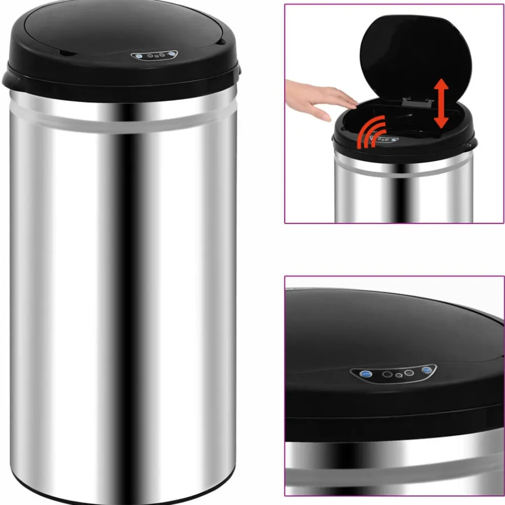 Huishoudelijke Benodigdheden*vidaXL Prullenbak met automatische sensor 50 L roestvrij staal Zilver