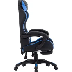 Kantoormeubelen*vidaXL Racestoel met voetensteun kunstleer Blauw en zwart