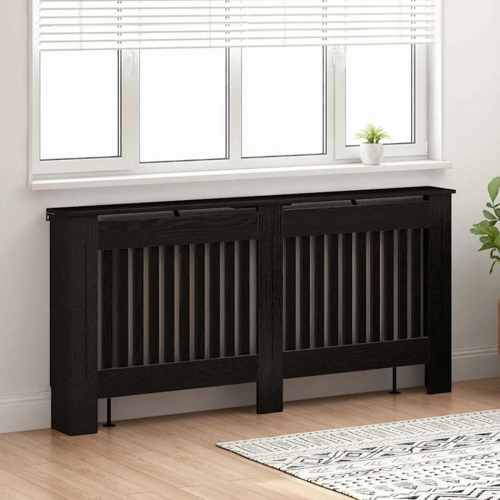 Huishoudaccessoires*vidaXL Radiatorafdekking 172 x 19 x 81,5 cm Bewerkt hout Zwart eiken
