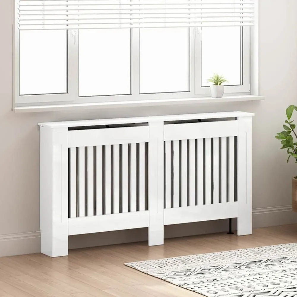 Huishoudaccessoires*vidaXL Radiatorafdekking 152 x 19 x 81,5 cm Bewerkt hout Hoogglans wit