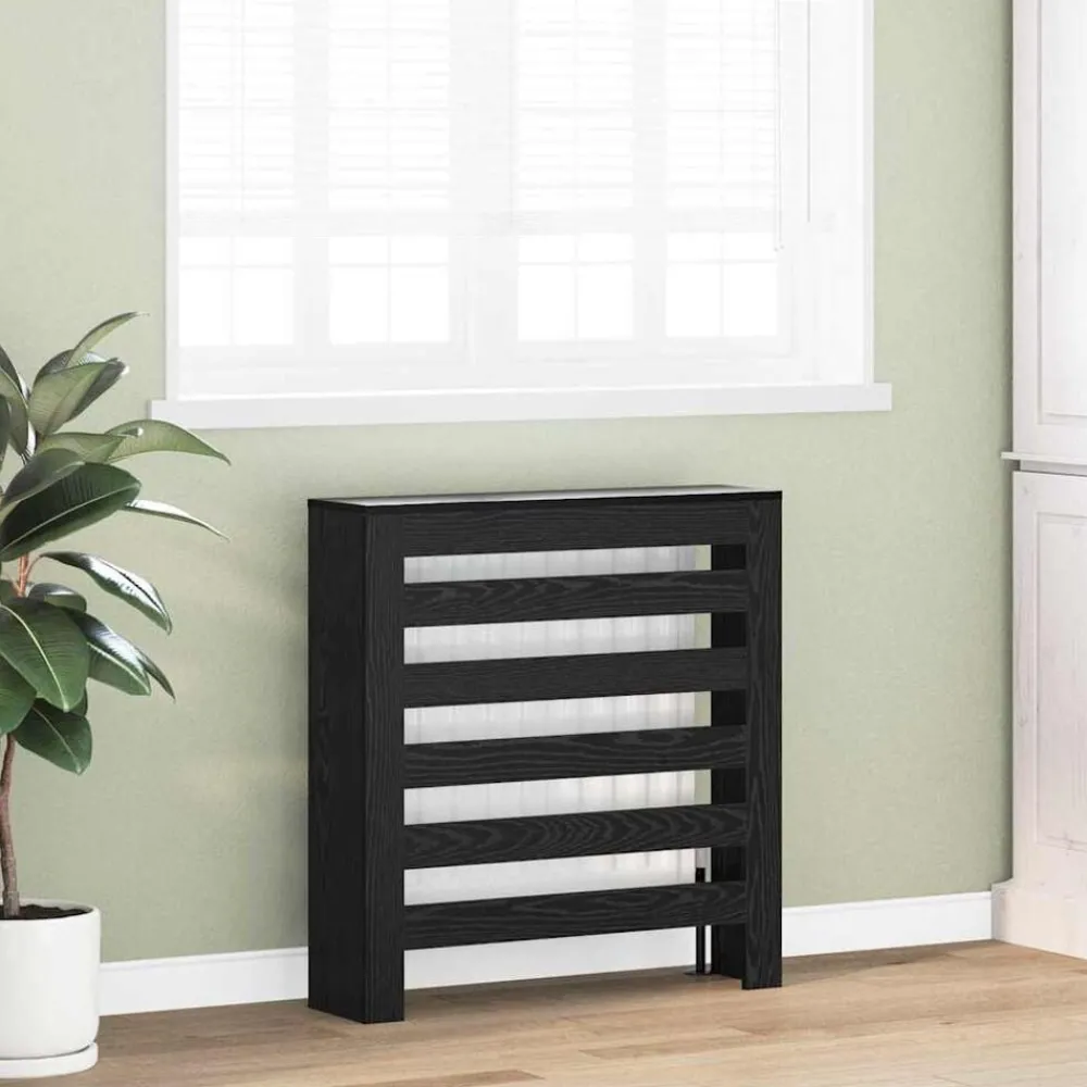 Radiatorafdekking Zwart Eiken 78 x 20 x 82 cm Bewerkt hout>vidaXL Discount