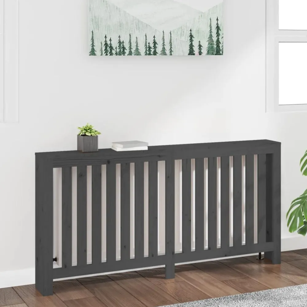 Huishoudaccessoires*vidaXL Radiatorombouw 169x19x84 cm massief grenenhout Grijs