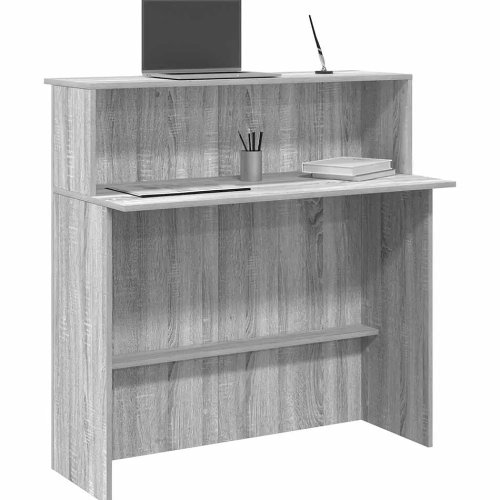 Kantoormeubelen*vidaXL Receptiebalie 100x50x103,5 cm bewerkt hout eiken Grijs sonoma