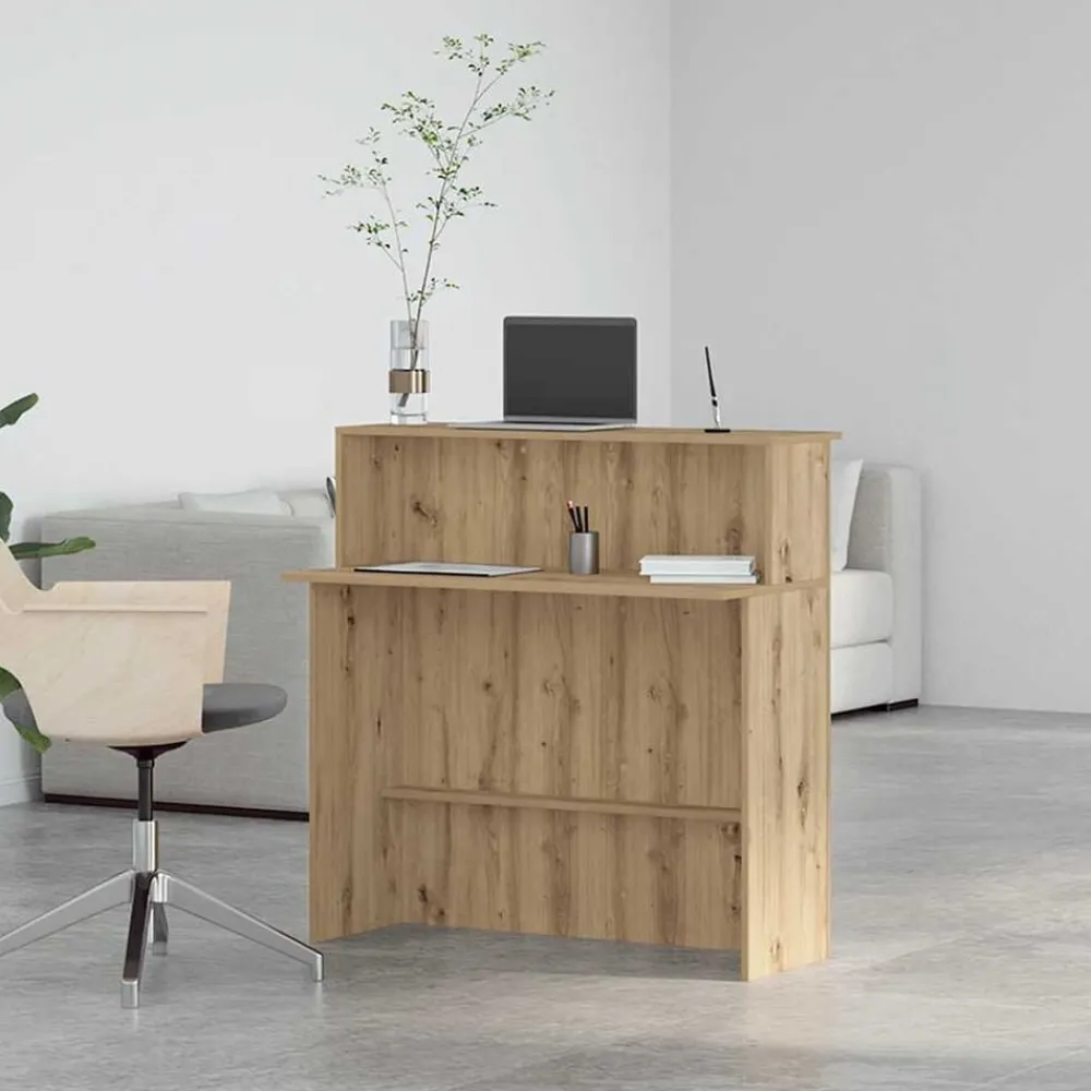 Receptiebalie 100x50x103,5cm bewerkt hout artisanaal eikenkleur>vidaXL Discount