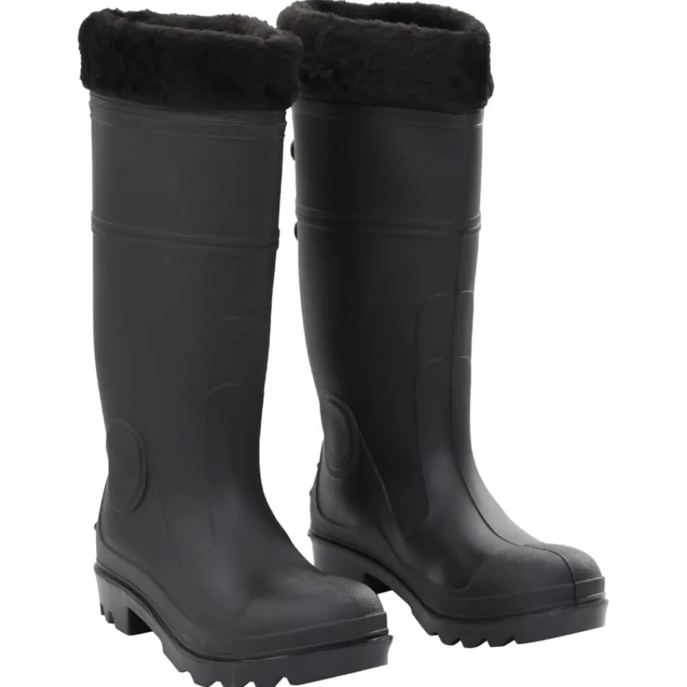 Regenlaarzen met verwijderbare sokken maat 38 PVC zwart>vidaXL Outlet