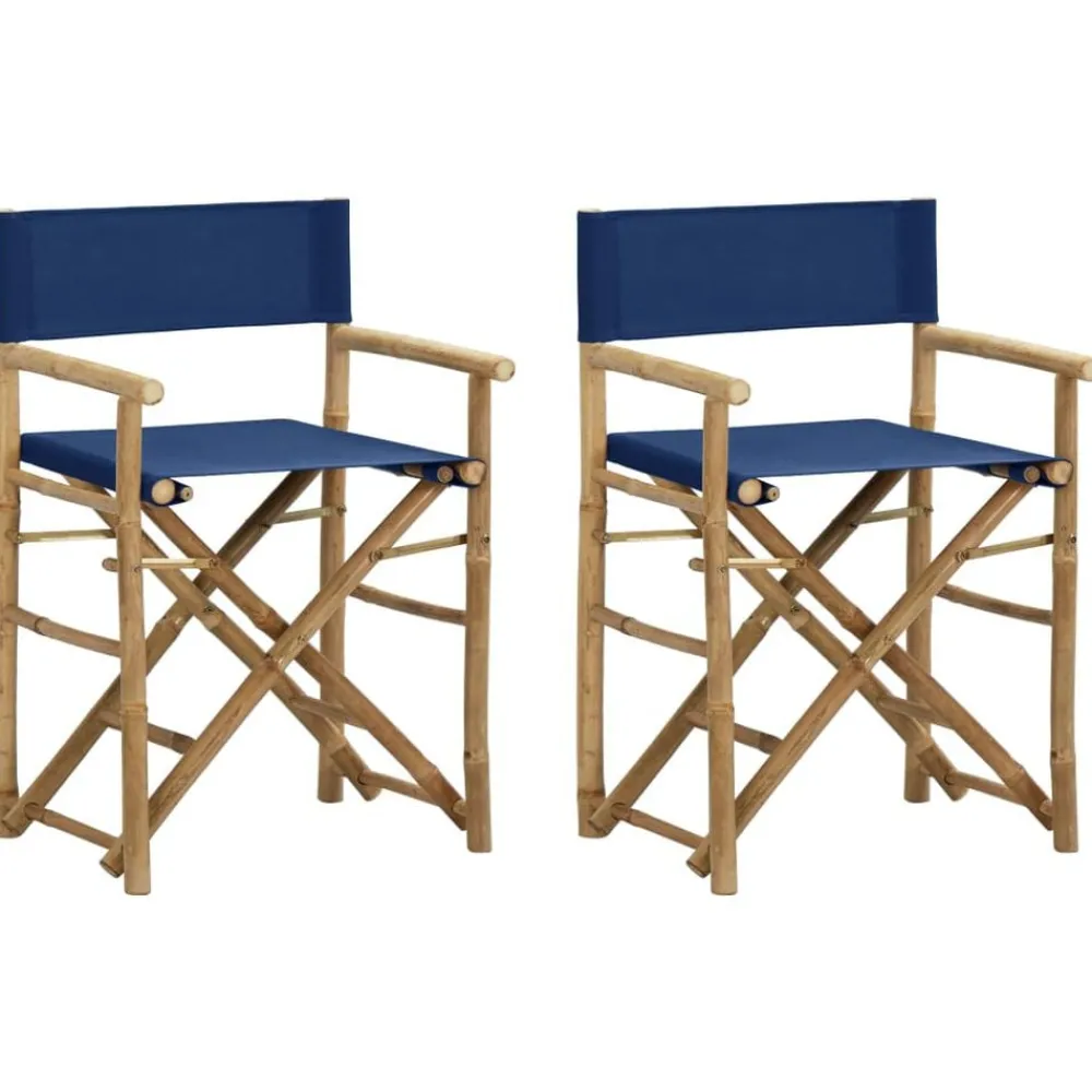 Regisseursstoelen 2 st inklapbaar bamboe en stof>vidaXL Discount