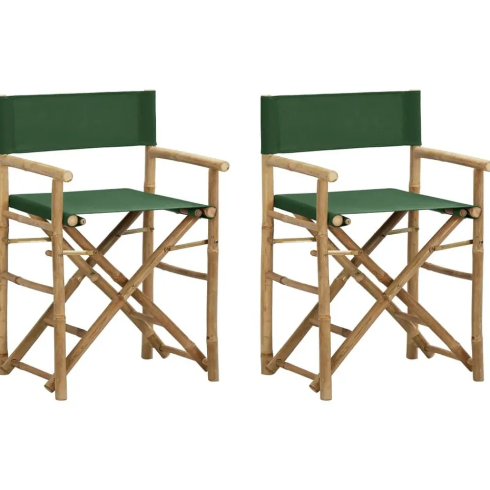 Regisseursstoelen 2 st inklapbaar bamboe en stof>vidaXL Clearance