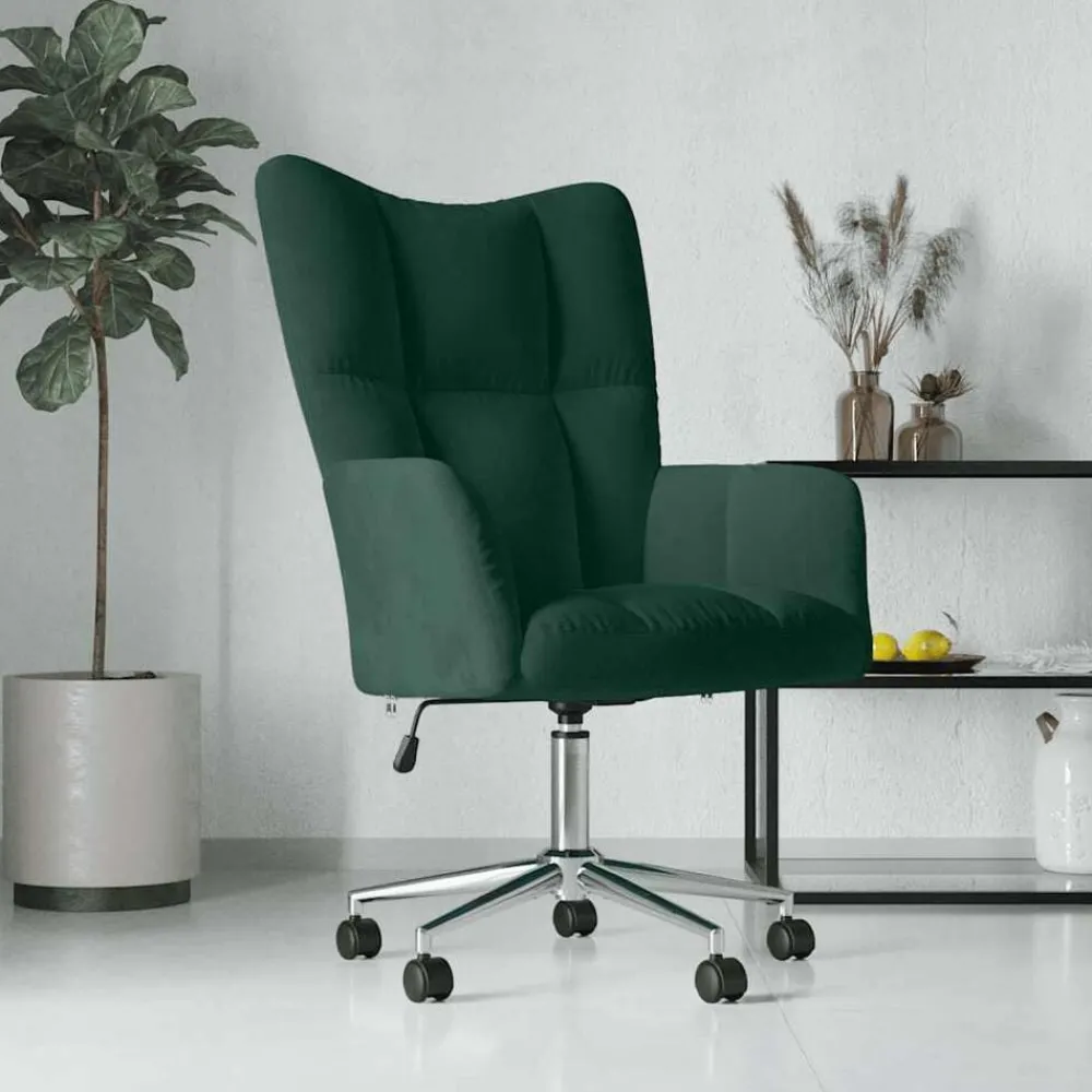 Relaxstoel fluweel donkergoen>vidaXL Online