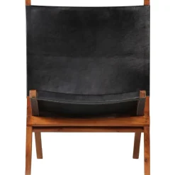 Stoelen*vidaXL Relaxstoel inklapbaar echt leer Zwart
