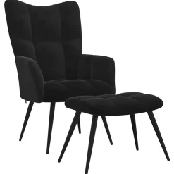 Relaxstoel met kruk fluweel>vidaXL New
