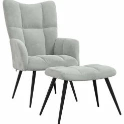 Stoelen*vidaXL Relaxstoel met voetenbank fluweel Lichtgrijs