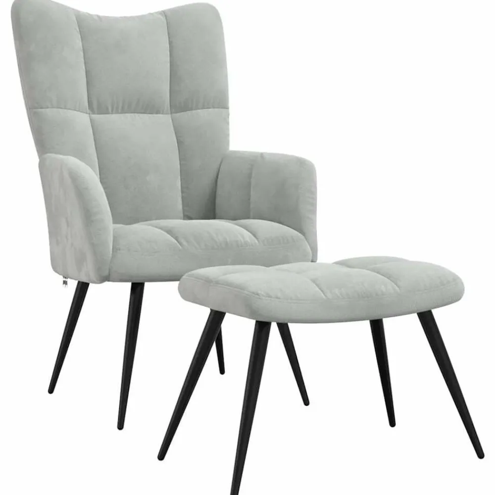 Stoelen*vidaXL Relaxstoel met voetenbank fluweel Lichtgrijs