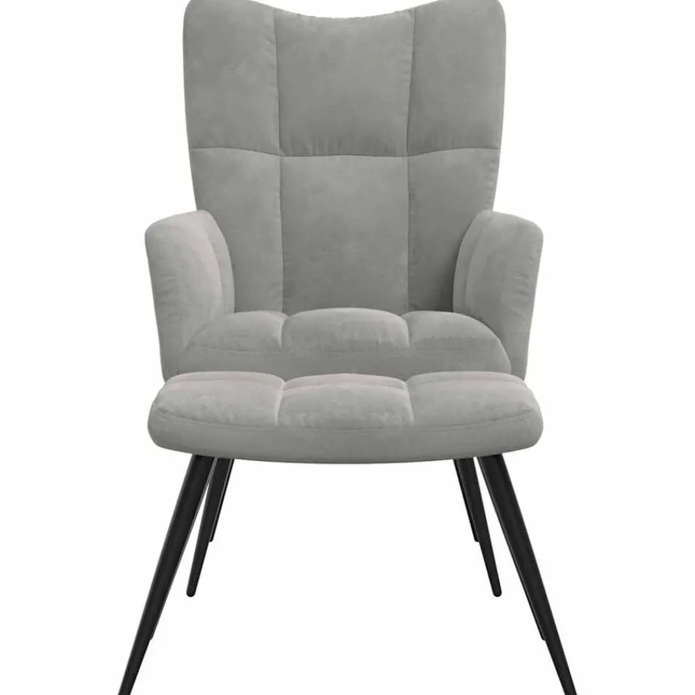 Stoelen*vidaXL Relaxstoel met voetenbank fluweel Lichtgrijs